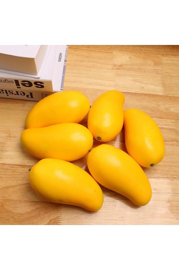 Yapay Meyve 6lı Paket Sarı Mango Fruit Tropik Meyve 12*7cm 1adet - 5