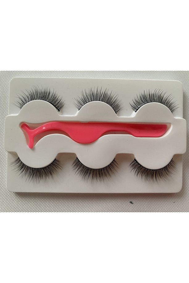 Doğal İpek Takma Kirpik 3 Çift + Kirpik Takma Aparatı 3D-Y05 - 7