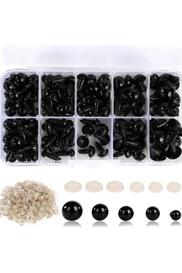100 Pcs Amigurumi Black Screw Set Eye Doll Puppet Plush Animal Jewelry Materials Beads