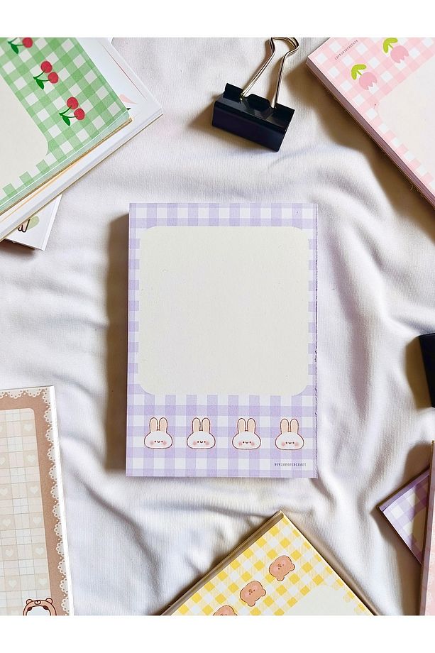 BeyzaPaperCraft 4'lü Notepad Seti Ayıcık,Tavşan,Çiçek,Kiraz Desenli-Not Kağıdı,Notepad - 6