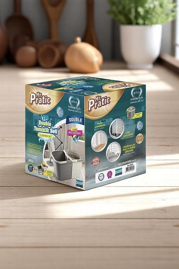 Çilek Double Yer Silme Temizlik Seti Ayrılabilir Çift Hazneli 360 Döner Mop Ve Paspas 19lt - 2