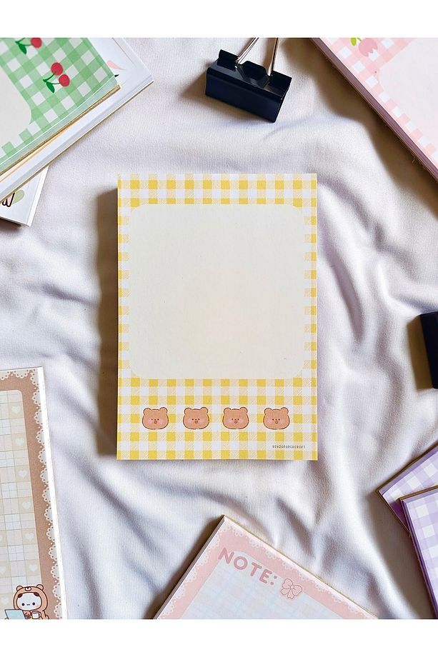 BeyzaPaperCraft 4'lü Notepad Seti Ayıcık,Tavşan,Çiçek,Kiraz Desenli-Not Kağıdı,Notepad - 5