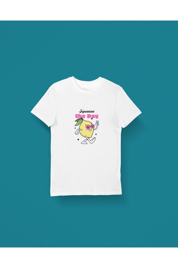 Girl/Woman/Mother Squeeze the Day Transfer Printed Round Neck Short Sleeve Tee