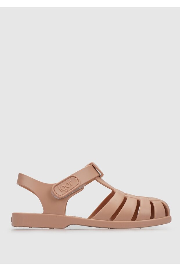 Bej Düz Sandalet - 1