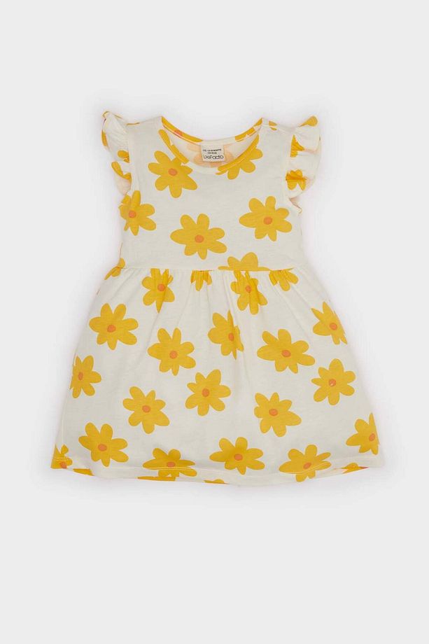 Kız Bebek Çiçek Desenli Kısa Kollu Yazlık Elbise A0136a525sm - 1