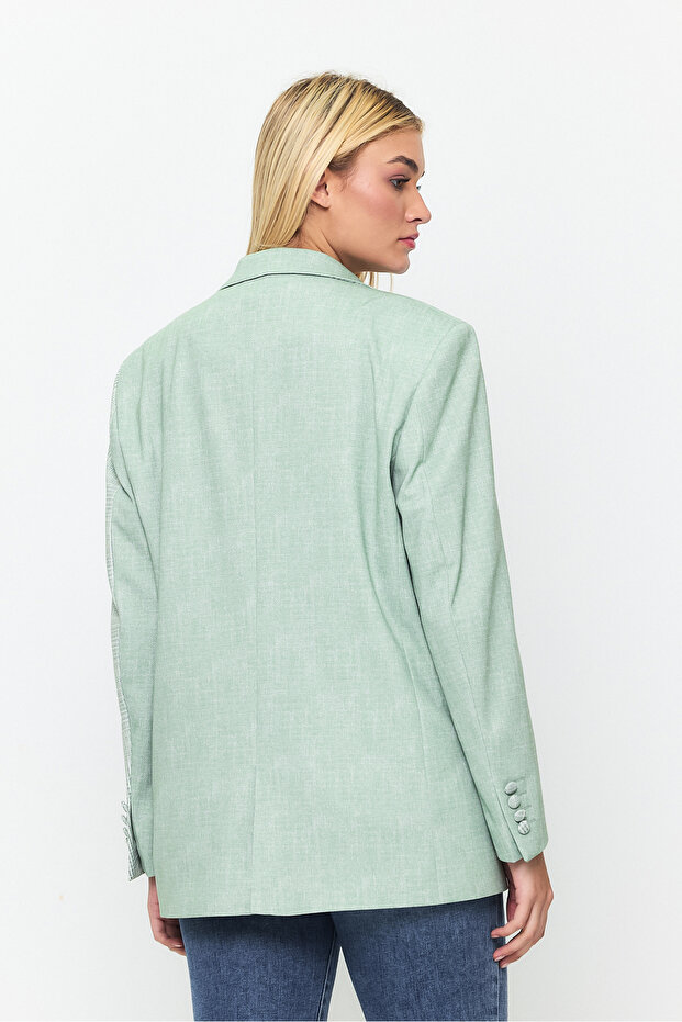 Double Button Closure Pocket Detailed Blazer Jacket - 8