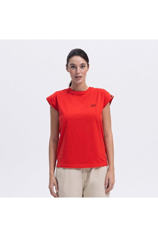 Ef450-Rd Crew Neck Half Sleeve Women's T-Shirt - Red