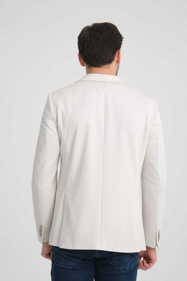 Gofre Desen Slim Fit Torba Cep Sivri Yaka Blazer Ceket - 8