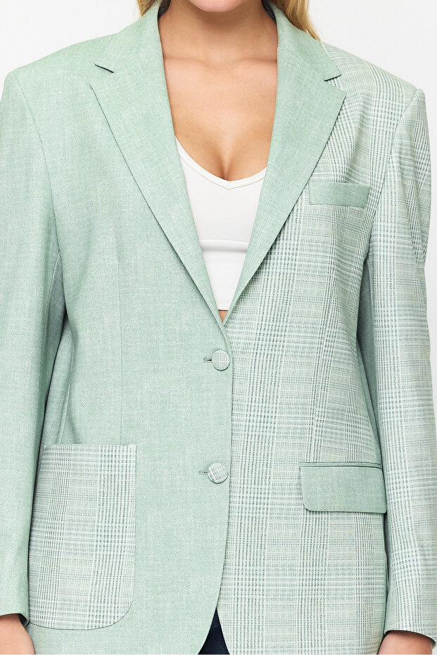 Double Button Closure Pocket Detailed Blazer Jacket - 1