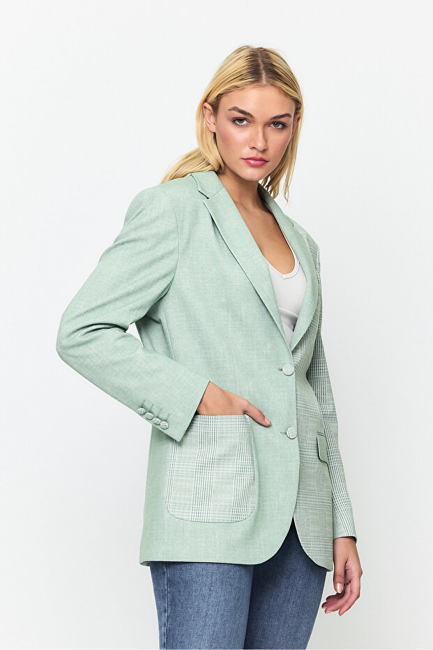 Double Button Closure Pocket Detailed Blazer Jacket - 5