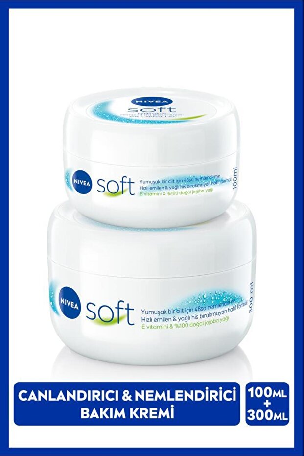 Soft Nemlendirici El Yüz ve Vücut Bakım Kremi 100ml ve 300ml, Jojoba Yağı, E Vitamini, Pürüzsüz Cilt - 1