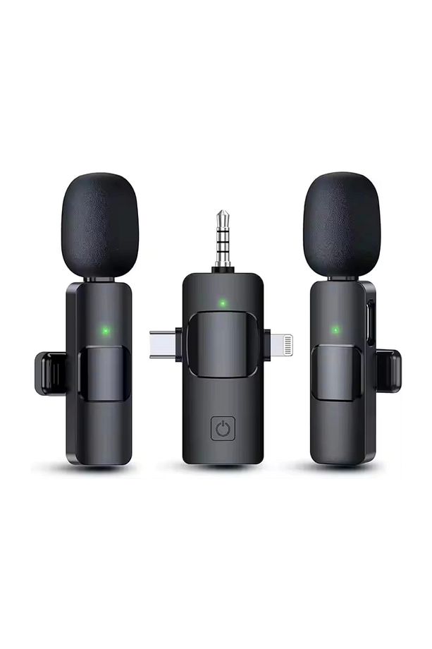 Mikrofon Yaka 2 Adet Kablosuz Type-c Lightning Aux 3 In 1 Pl-2452 - 1