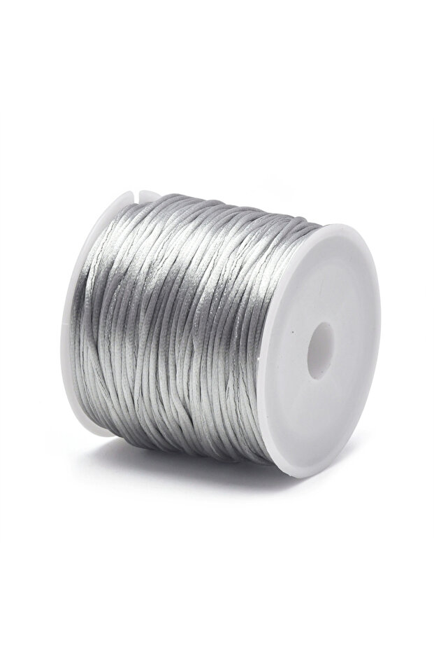 1.5mm 22Meters Grey 1.5mm Crafts Satin Rattail Cord String from Nylon for Chinese Knot, Macramé, Tri