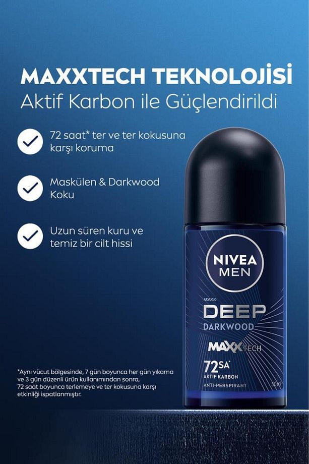 Men Erkek Deep Dimension Duş Jeli 500ml, Roll-on 50ml, Sprey Deodorant 150ml, 72saat Anti-perspirant - 6