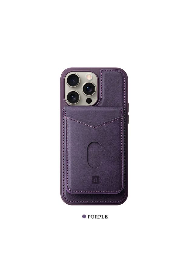 İphone 14 Pro Max Uyumlu Ayrılabilir Kartlıklı Magsafearka Koruma Kılıf - Mor - 1