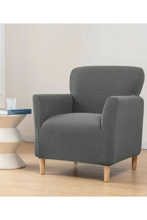 Likrali Streç Lastikli Esnek Kare Desen Tek Kişilik Kotuk Örtüsü Koltuk Kılıfı (MİNT) Sofa Cover - 2