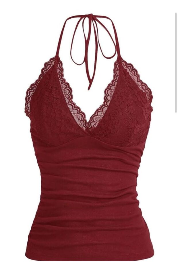 Basic Blouse with Lace-Up Straps - 1
