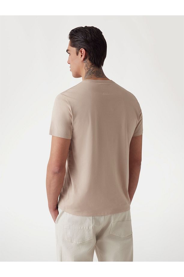 SS EMB PIMA CREW Erkek Bej T-shirt M4GP39K7HD0-NMD - 4