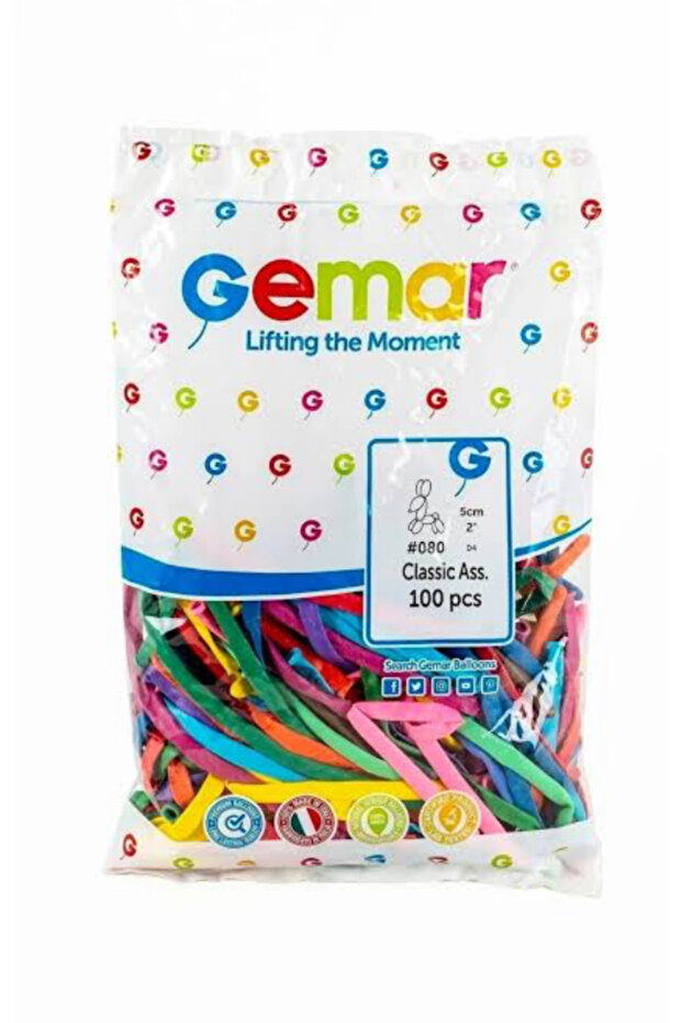 Mixed Color Sausage Balloon 100 Pack Gemar