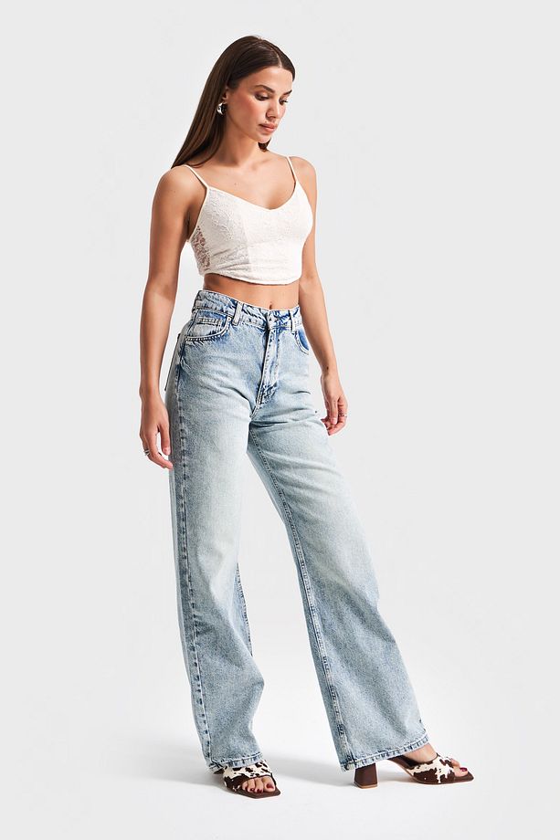 Kadın T.kot Rengi Doris 4s5-80 Straight Fit Yüksek Bel %100 Koton Iç Boy 80cm Denim Jean - 6
