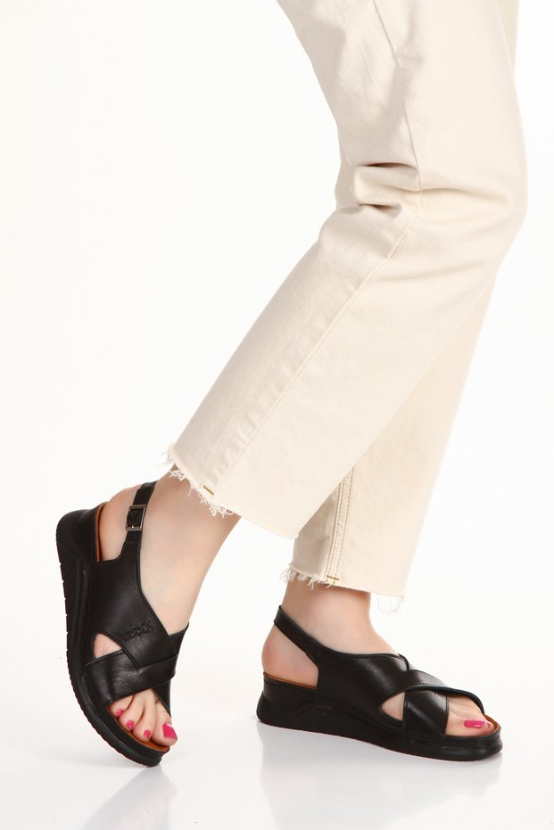 Inner Outer Genuine Leather Filling Sole Women's Sandals Mother Shoes