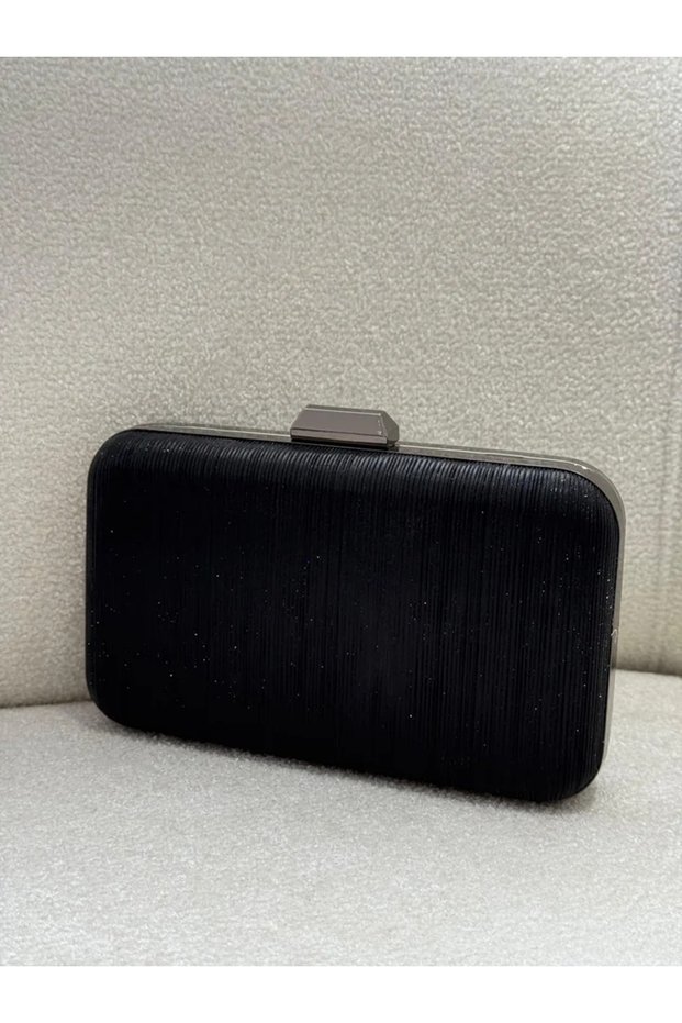 -Black Glitter Line Evening Dress Bag