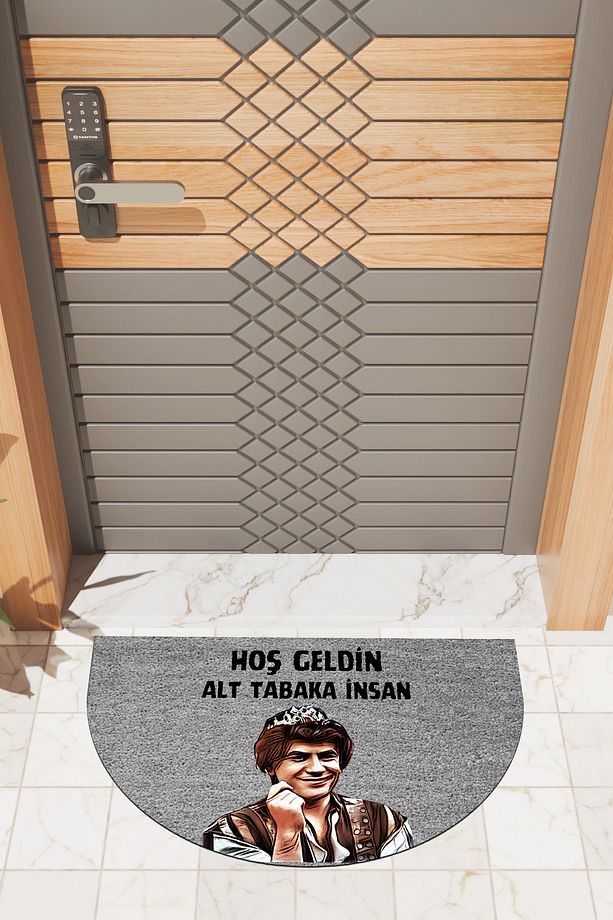 Yüksek Kaliteli Dijital Baskı Gri, Prens Kudur Köpek Temalı Yarım Ay Kapı Önü Paspası - 2