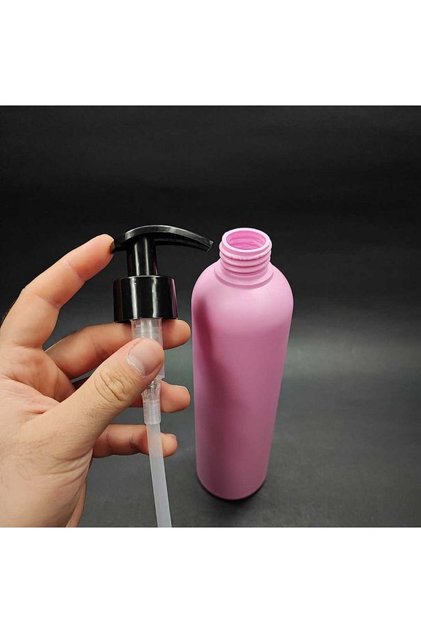 500 CC PEMBE POLİETİLEN PE ŞAMPUAN ŞİŞESİ - SİYAH SIVI SABUN POMPALI - 500 ML PE ŞAMPUAN ŞİŞESİ - 3