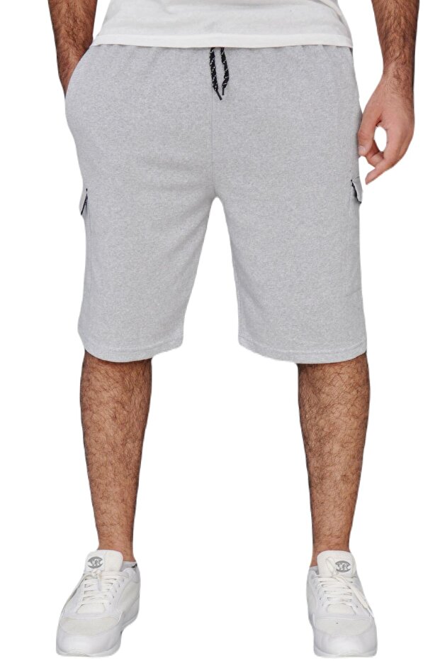 Erkek Gri Kargo Cepli Bermuda Şort - 3