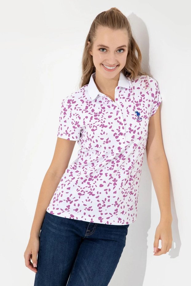 Women's White Polo Neck T-shirt