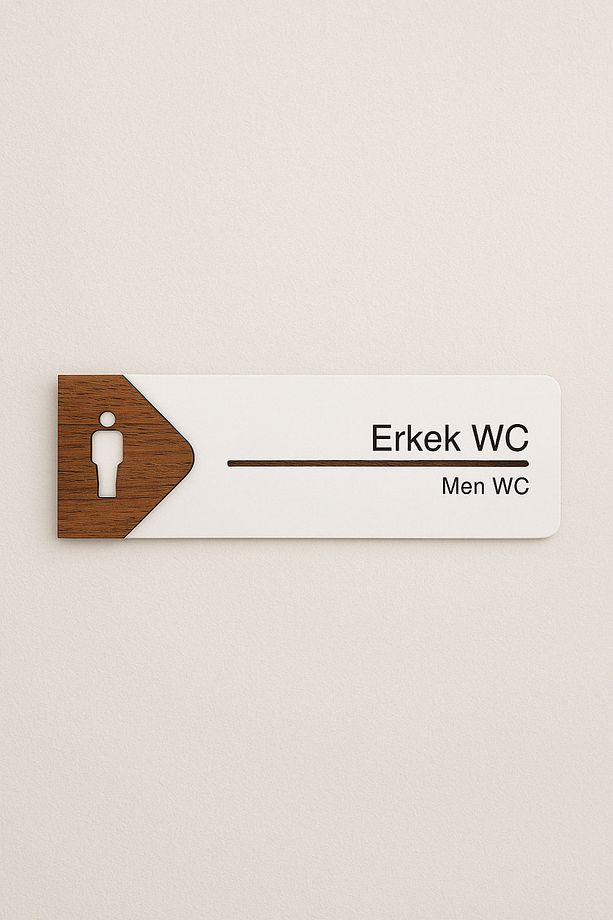 Erkek WC Ofis Oda Kapı İsimliği Yönlendirme Tabelası Levhası Kişiselleştirilebilir - 1