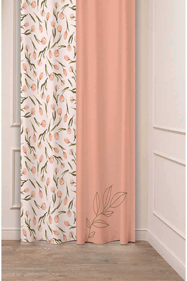 Special Design Bohemian Flower Leaf Tulip Patterned Digital Printed (Single Wing) Modern Stylish Modern Background Curtain