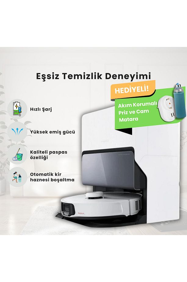 Ultra Premium Lüks Silme Fonksiyonlu ve Kaldırılabilir Paspaslı Robot Süpürge, - 1