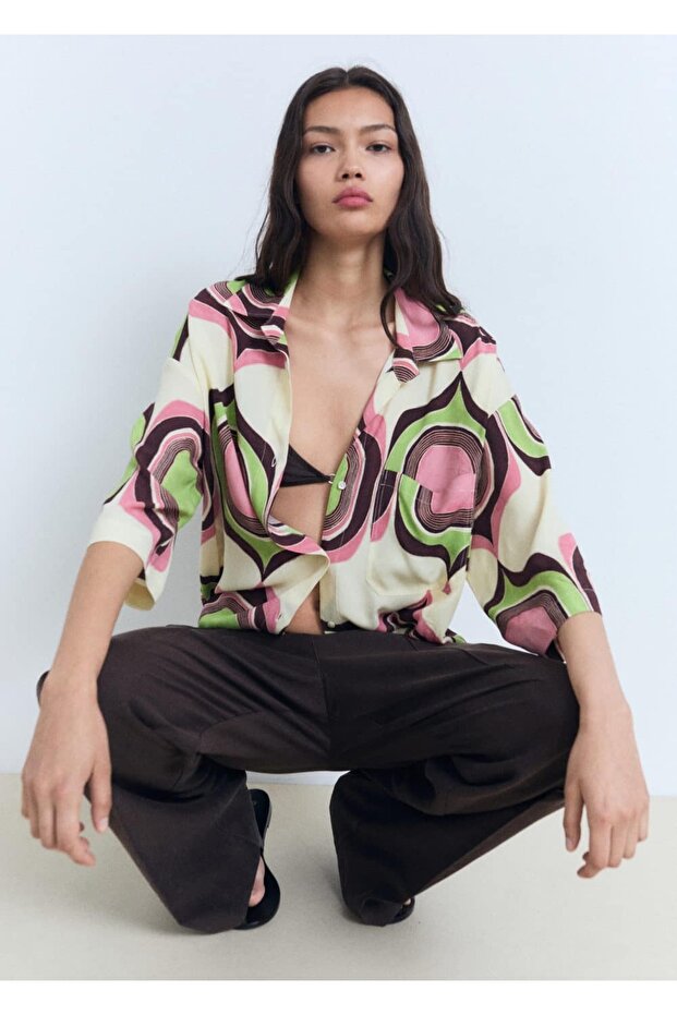 Geometrik desenli bluz - 6