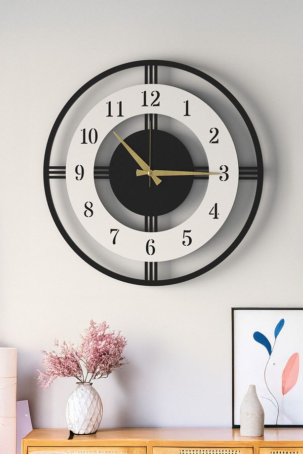 Modern Ahşap Duvar Saati Kepler-1649 - Büyük Boy 3D Tasarım Dekoratif Salon Ofis Saati 48cm - 5