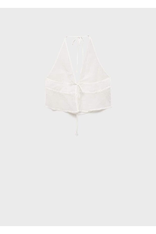 Ramie Short Blouse with Ties