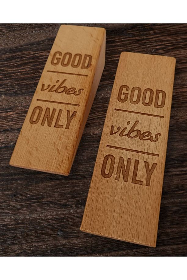 Kapı Stoperi, Kapı Tutucu, Kapı Takozu, Kaydırmaz Aparatlı Good Vibes Only Yazılı 2 Adet - 2