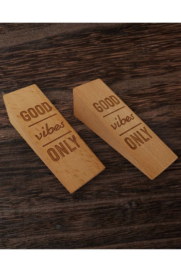 Kapı Stoperi, Kapı Tutucu, Kapı Takozu, Kaydırmaz Aparatlı Good Vibes Only Yazılı 2 Adet - 3