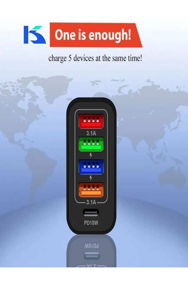 Turbo 48w 4 Usb Li Çoklu Hızlı Şarj Adaptörü 3.1a Type-c Pd 18w - 6