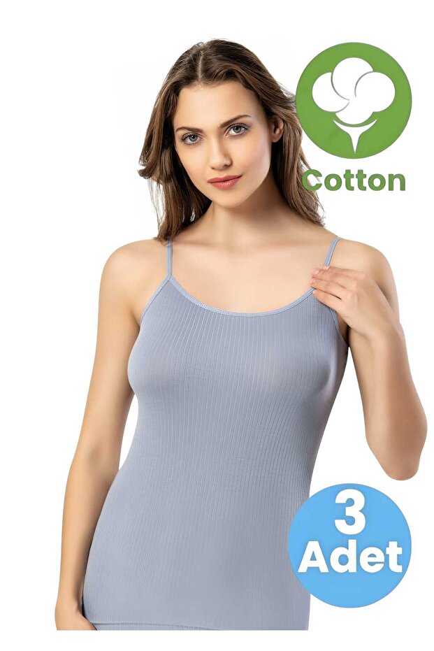 Women's 3-Piece Rope Strap Report Ribbed Tank Top