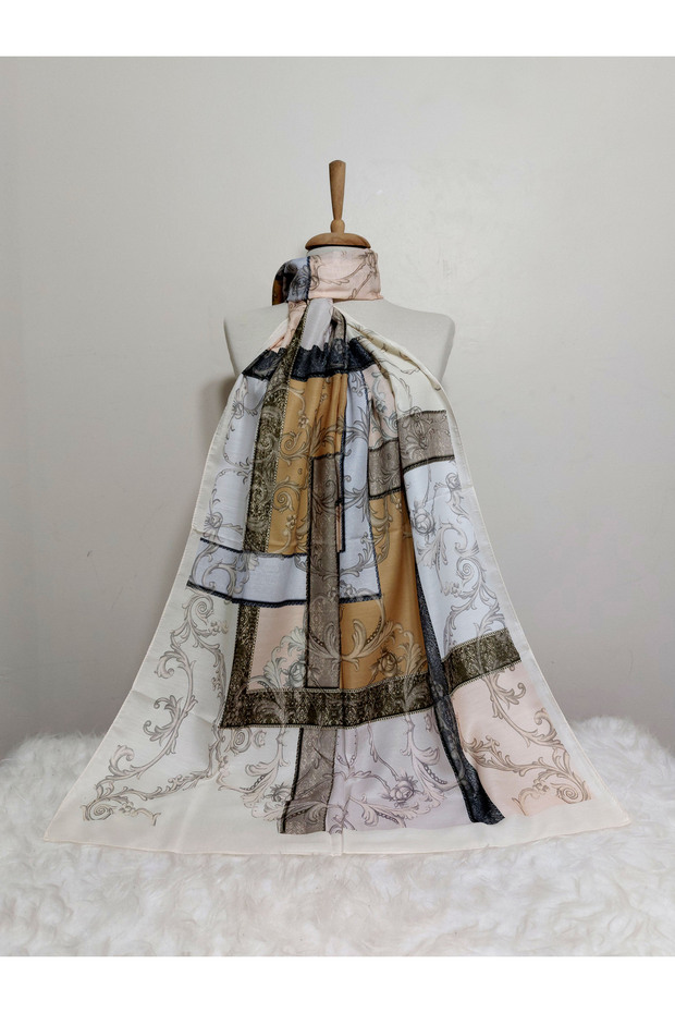 شال قطن ناعم منقوش - 1