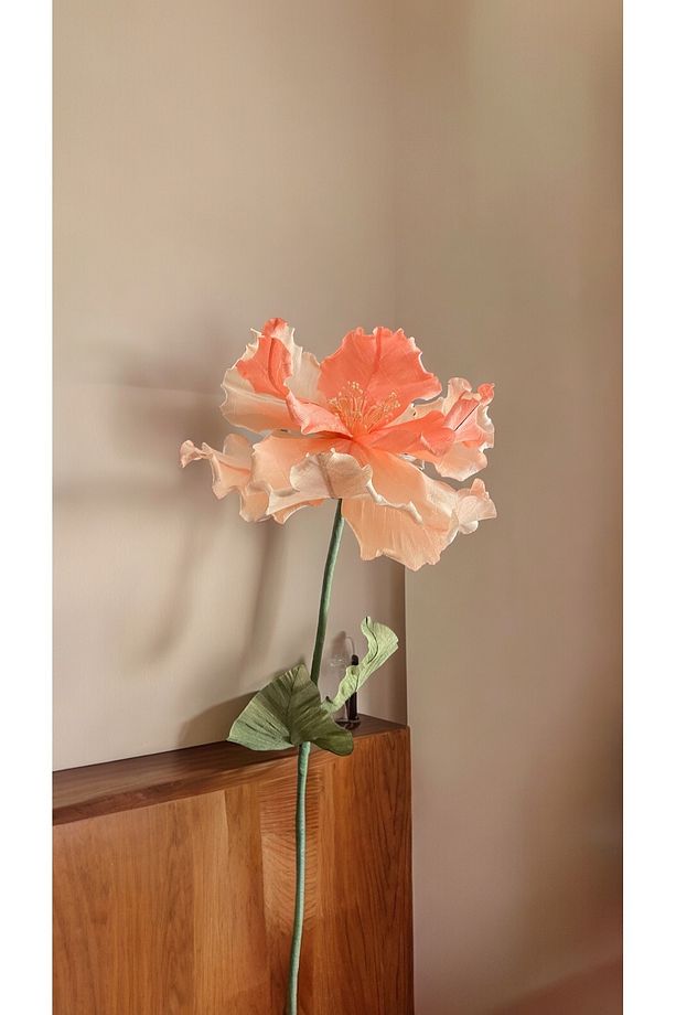 Hibiscus- Şekillenebilir Italyan Krapon Kağıt Çiçek Lambader - 3