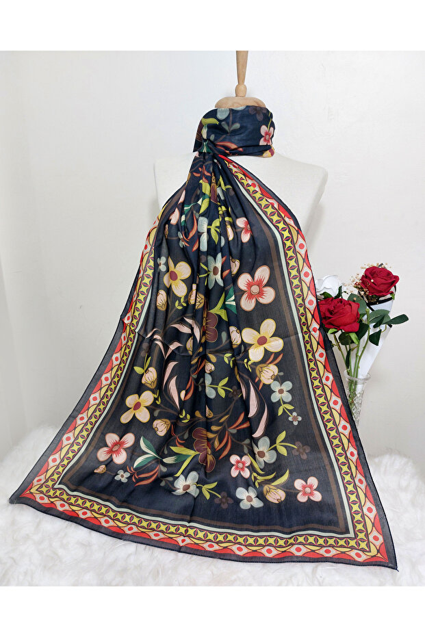 شال قطن ناعم منقوش - 2