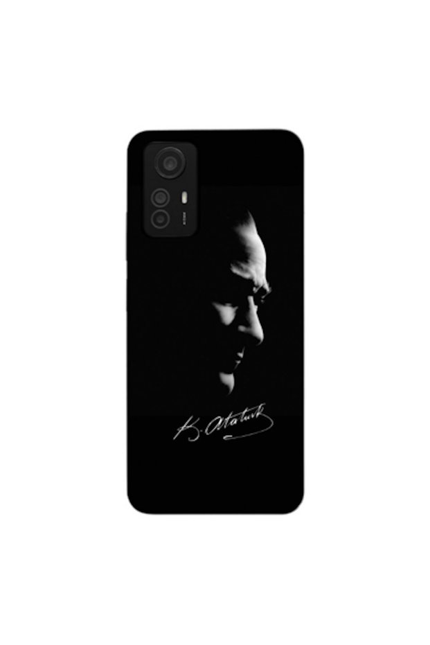 Xiaomi Redmi Note 12S Compatible Case Mustafa Kemal Atatürk Black Silicone Case (Printed)