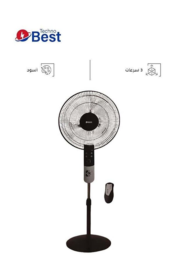 مروحة قاعدة ١٦ بوصة مع ريموت كنترول - ٣ سرعات BSF-016R أسود