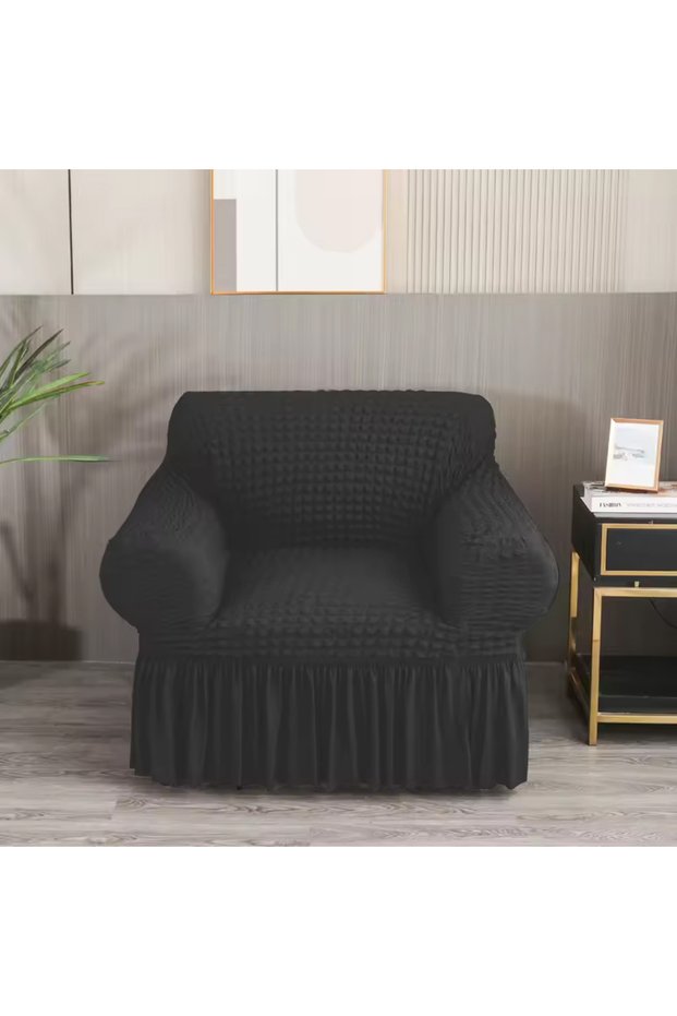 Bürümcük Sofa Cover, Armchair Cover, Single Seat, with Skirt, Elastic, Flexible, Washable