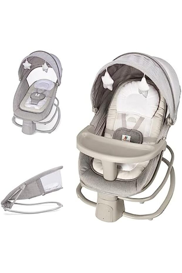 Baby Swing with Dining Tray and Adjustable Backrest 4-in-1 with Bluetooth App Control by Mastela, De - 1