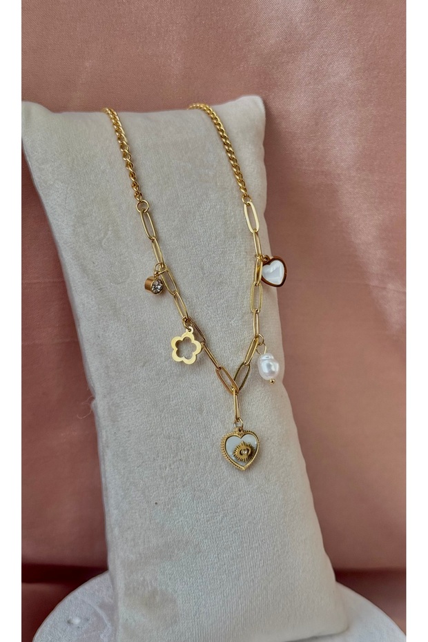 Çelik Charmlı Şans Kolye - 3