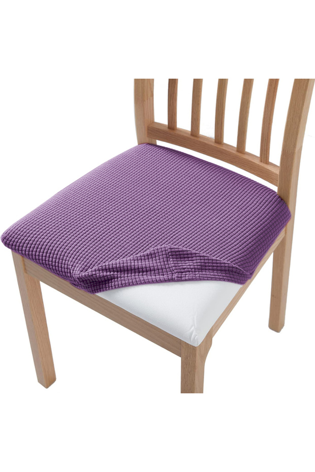 Light Purple Stretch Jacquard Chair Seat Covers Chair Removable Washable Upholstered Dining Room Cha