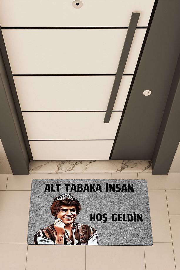Yüksek Kaliteli Dijital Baskı Gri, Prens Alt Tabaka İnsan temalı Kapı Önü Paspası - 1
